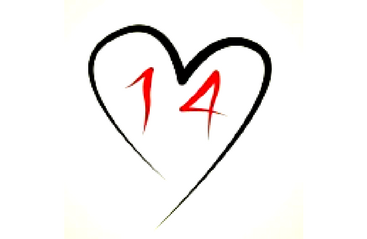 number 14 with a heart